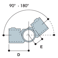 Type 19-8 Adjustable Side Outlet Tee is able to  produce and angle range between 60 and 180 degrees.