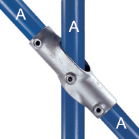 Type 30 is an adjustable fitting used for guardrailing on a slope between the mid-rail and an intermediate upright which is required to remain vertical.