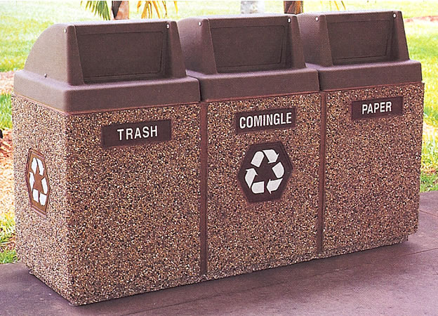 3 bin recycling waste containers