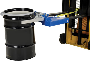 Drum Grippers make it easy to pick up one or two steel drums without leaving the seat of a fork truck.