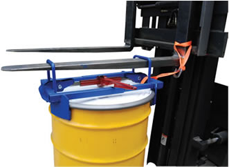 The Heavy Duty Vertical Drum Lifter features integral fork pockets for use with fork truck forts/tines as well as lifting points for attachment of slings or chains.
