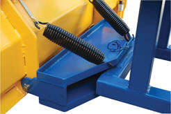 The Fork Truck Snow Plow has adjustable springs that allow the blade to pivot back for safety.