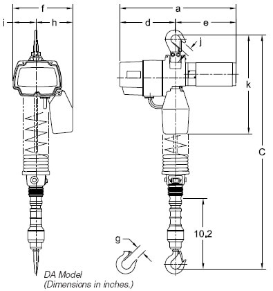 harrington ed series electric chain hoist dimensions
