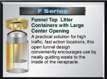 funnel top litter containers