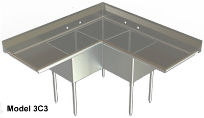 stainless steel corner sink