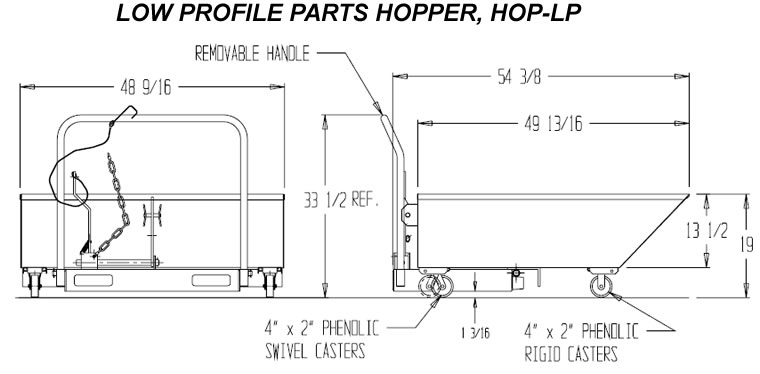 low profile parts hopper drawing