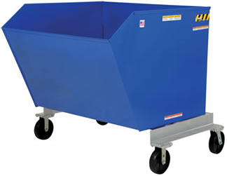 Portable Steel Hoppers have welded construction that makes them durable and blue baked-in powder-coated toughness with galvanized base for durability.