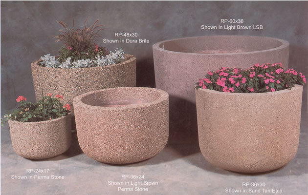 round concrete planters