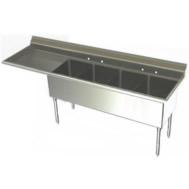 four compartment w/left drainboard
