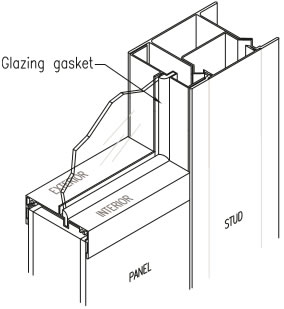 Install the window onto the lower window panel with the gasket to the inside of the room.