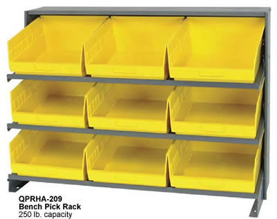 F.S. Industries - 8 Shelf SingleSide Rack w/Bins,12inx36inx63 1/2in