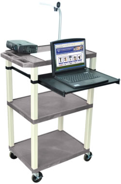 workstation with pull out shelf