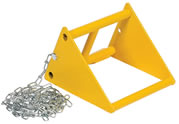 Steel Wheel Chock Model No. FAB-10 has an open face radius that allows the chock to be used with any size tire and includes 10 foot long chain.